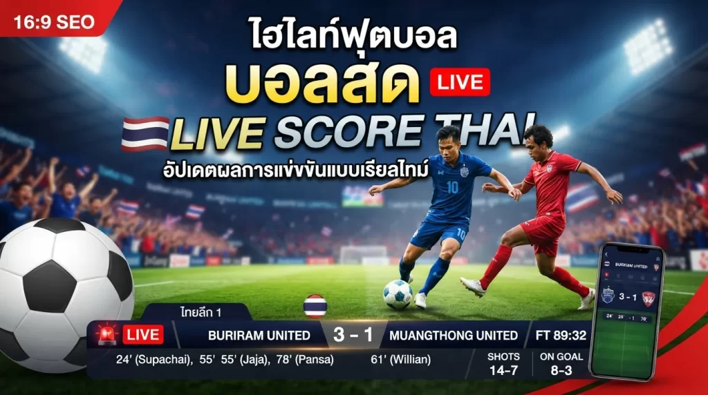 ไฮ ไล ท์ ฟุตบอล บ้อ ล สด Live score thai อัปเดตผลการแข่งขันแบบเรียลไทม์