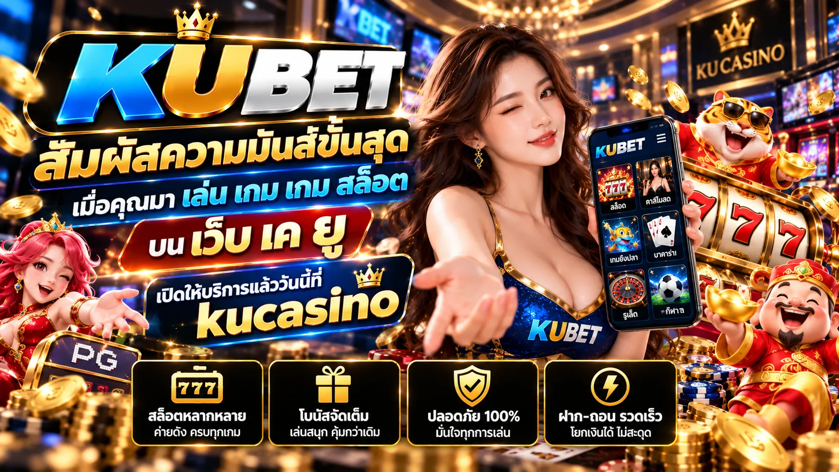สัมผัสความมันส์ขั้นสุดเมื่อคุณมา เล่น เกม เกม สล็อต บน เว็บ เค ยู เปิดให้บริการแล้ววันนี้ที่ kucasino